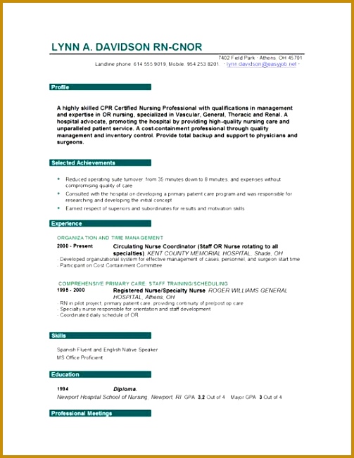 Free Nursing Resume Templates 651503