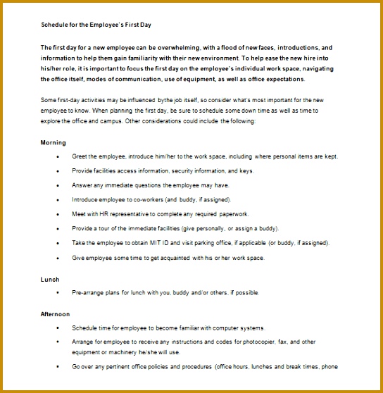 New Employee Orientation Schedule Template Word Doc 558544