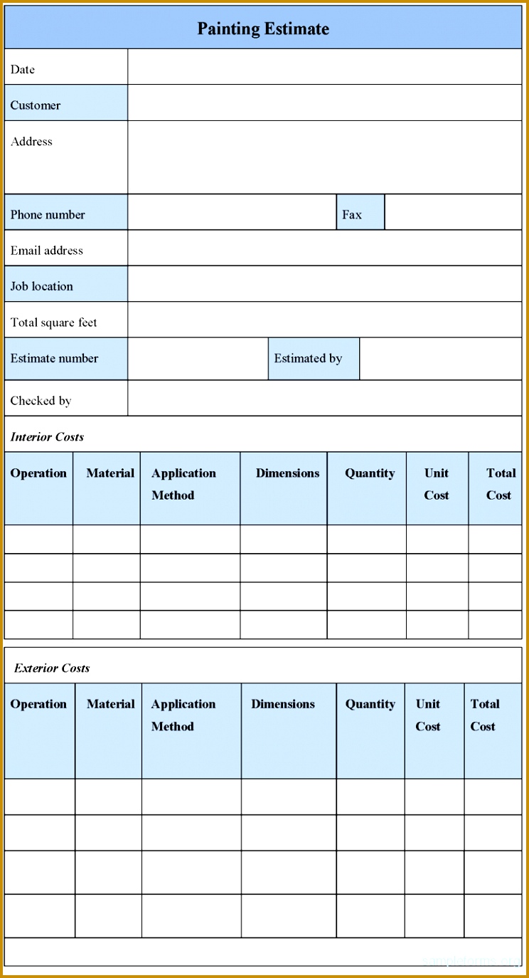 independent contractor invoice template painting estimate form painter example page 2 f sample free decorator forms 1374744
