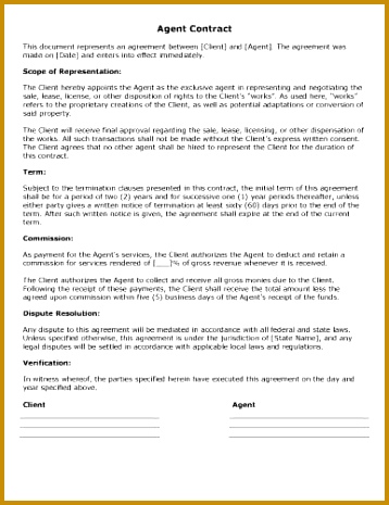 32 Sample Contract Templates in Microsoft Word nuxbw This agent contract sample outlines a standard framework for basic agreement about the dates the mission to be paid and the requirements for 465358