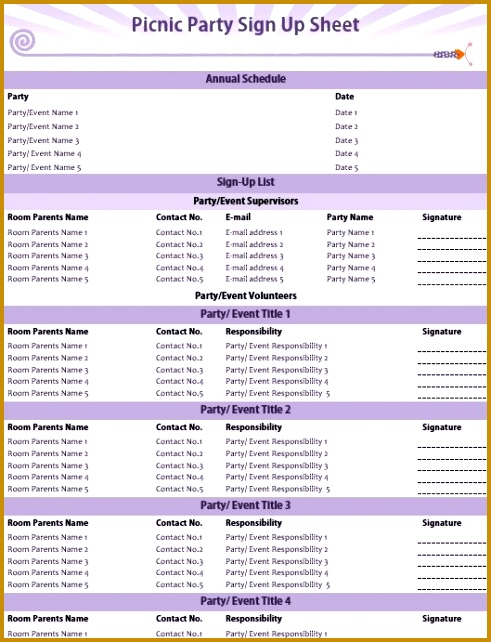 9 Free Sample Picnic Party Sign up Sheet Templates – Printable Samples aIali Here is preview of This First Sample Picnic Party Sign up Sheet Template created using MS Word 642491