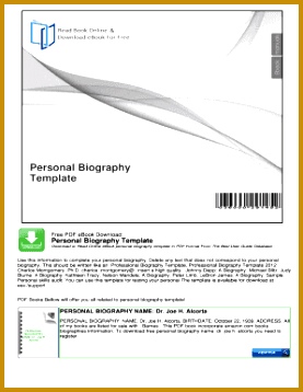 Personal Biography Template mybooklibrary 358277