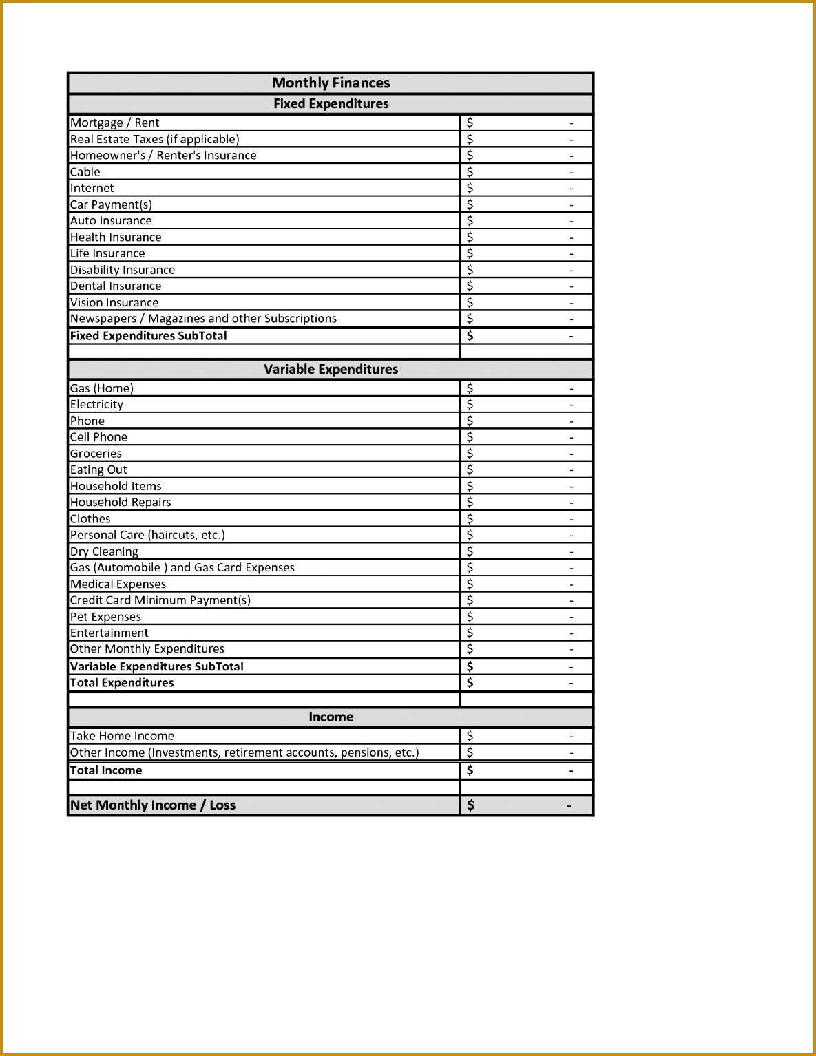 Personal Financial Planning Spreadsheet Templates 15341185