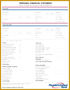 united bank personal financial statement 358277