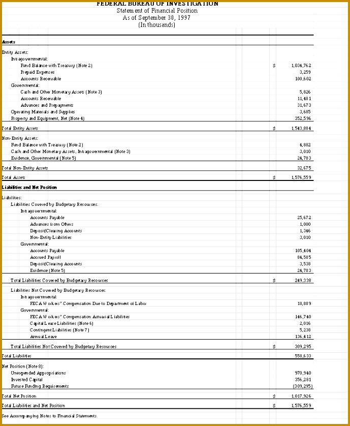 Personal Financial Statement Excel Template Statement Financial Position 689838