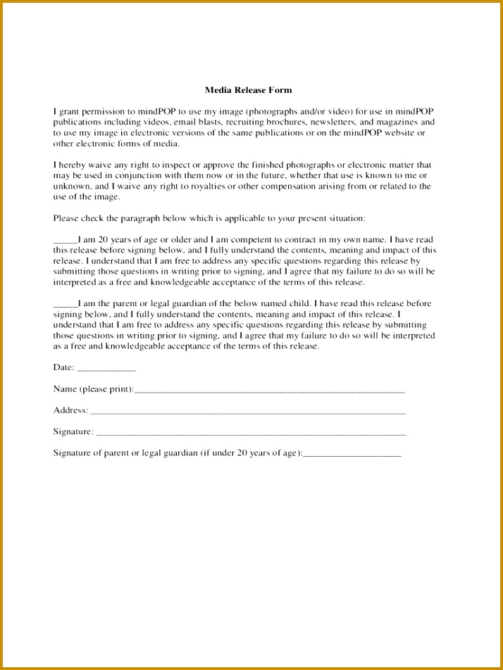 Media Release Form 2 Free Templates In Pdf Word Excel Download with Media 952714