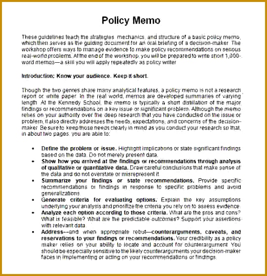 Policy Memo Sample · Policy Memo Template Policy Memo Template Word 559541