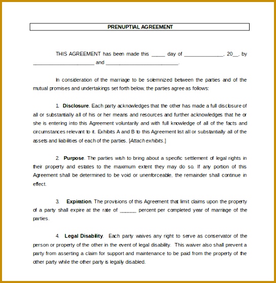 Prenuptial Agreement Document Template Free Download 558544