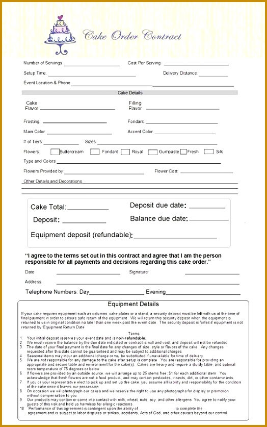 Cake Order Contract — Sketches & Patterns & Templates 524837