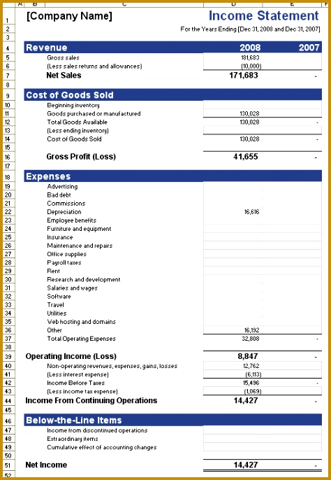 financial statement template for small business in e statement template for excel free 474686