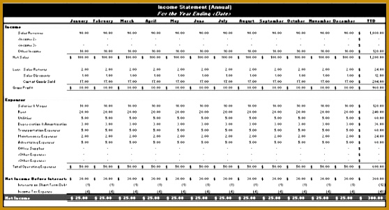 Pro Forma In e Statement Template Excel In e Statement 301558