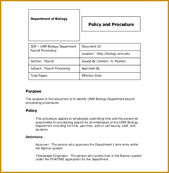 SOP Payroll Procedure PDF Free Download 558544