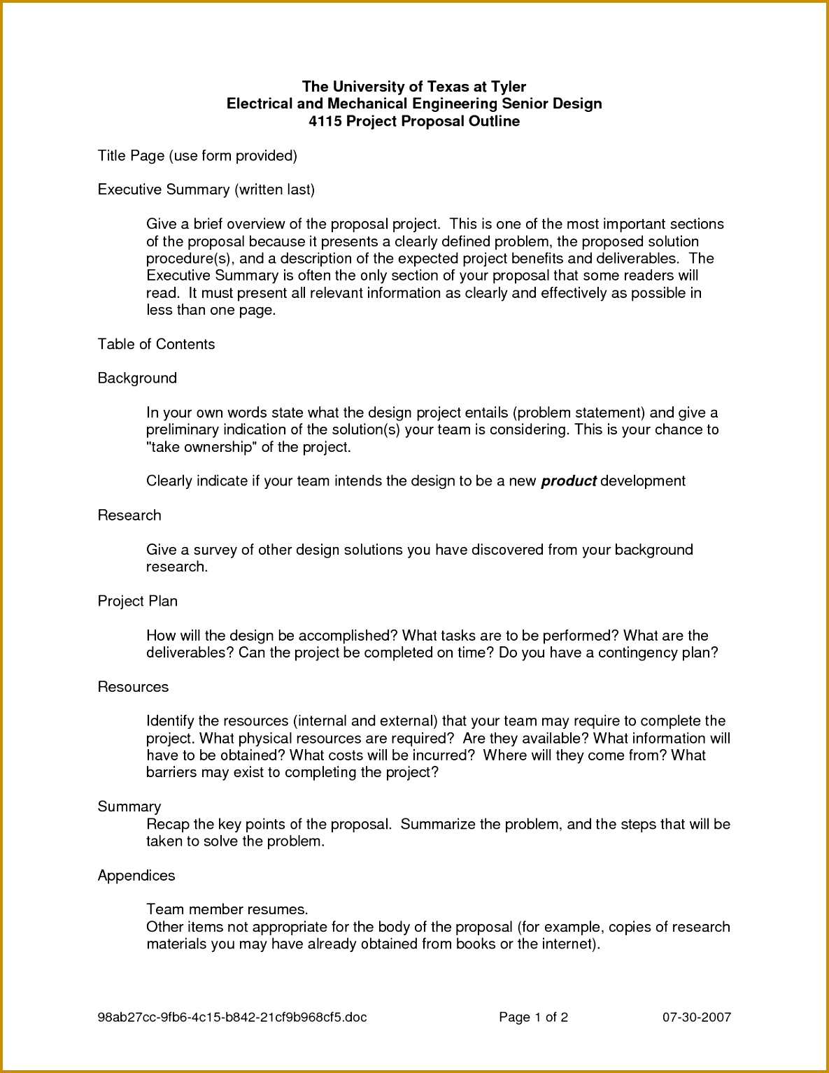 Proposal Outline Template Proposal New Project Proposal Template 15341185