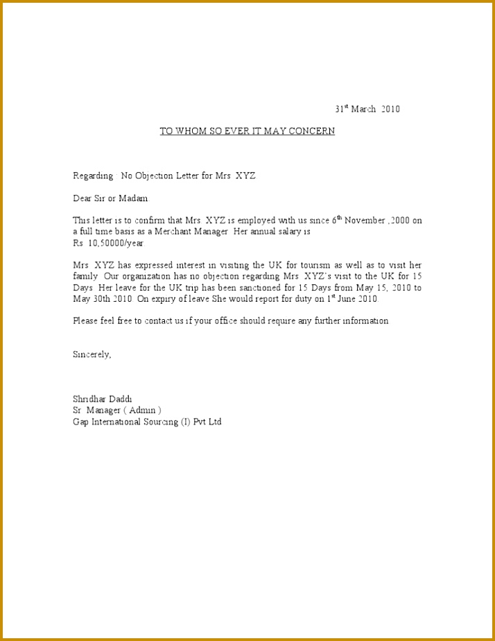 Sample No Objection Letter Certificate Noc[1] 924714