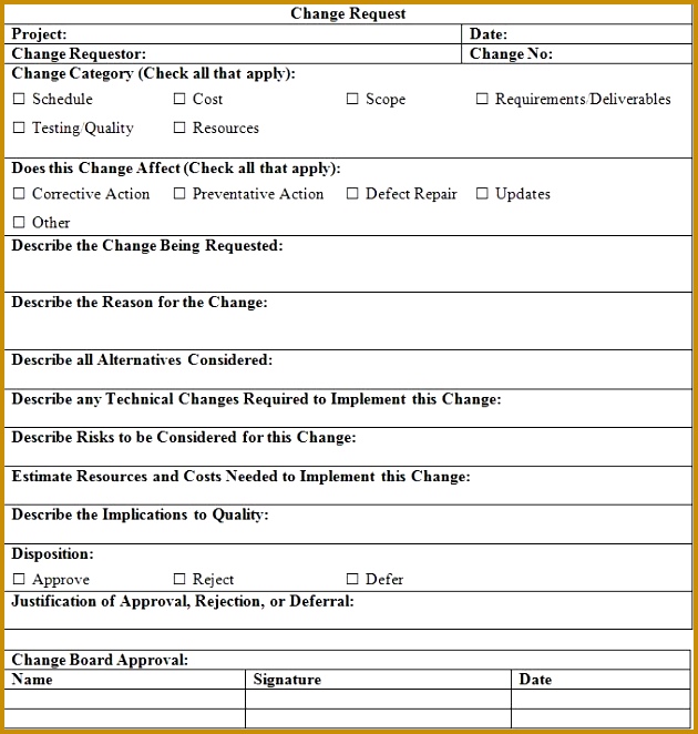 Change Request Template alvsw Change Request Form 662630