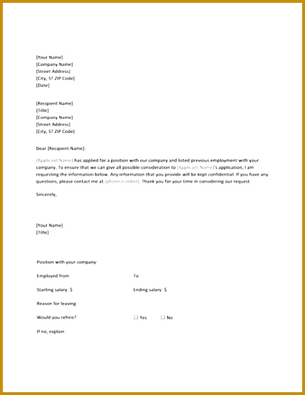 Letter requesting verification of previous employment 558431