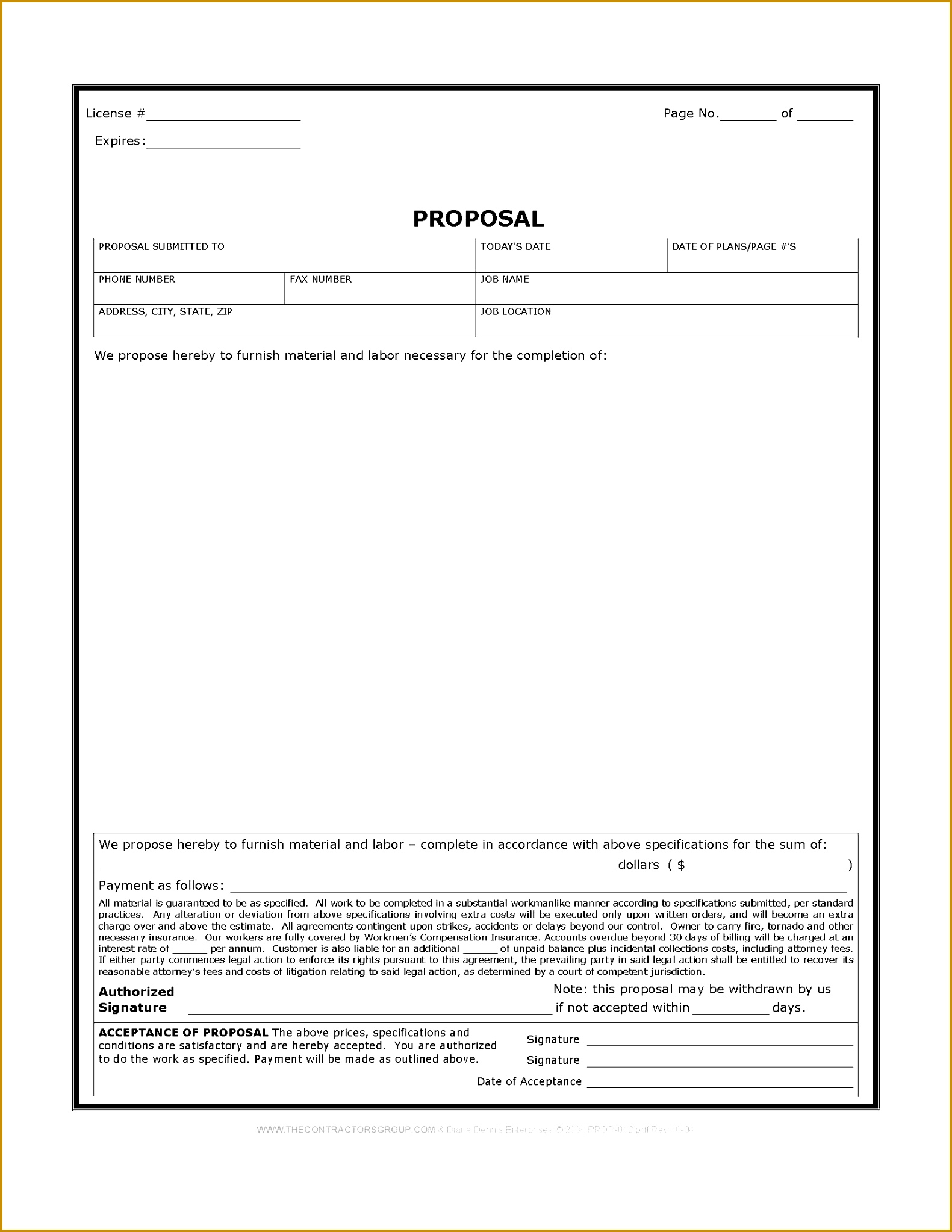 Free Print Contractor Proposal Forms 20451581