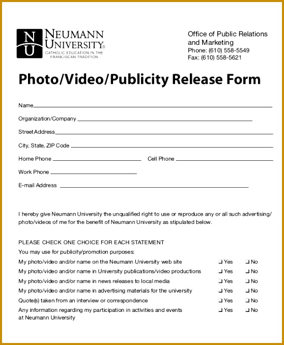 Publicity and Video Release Form 678558