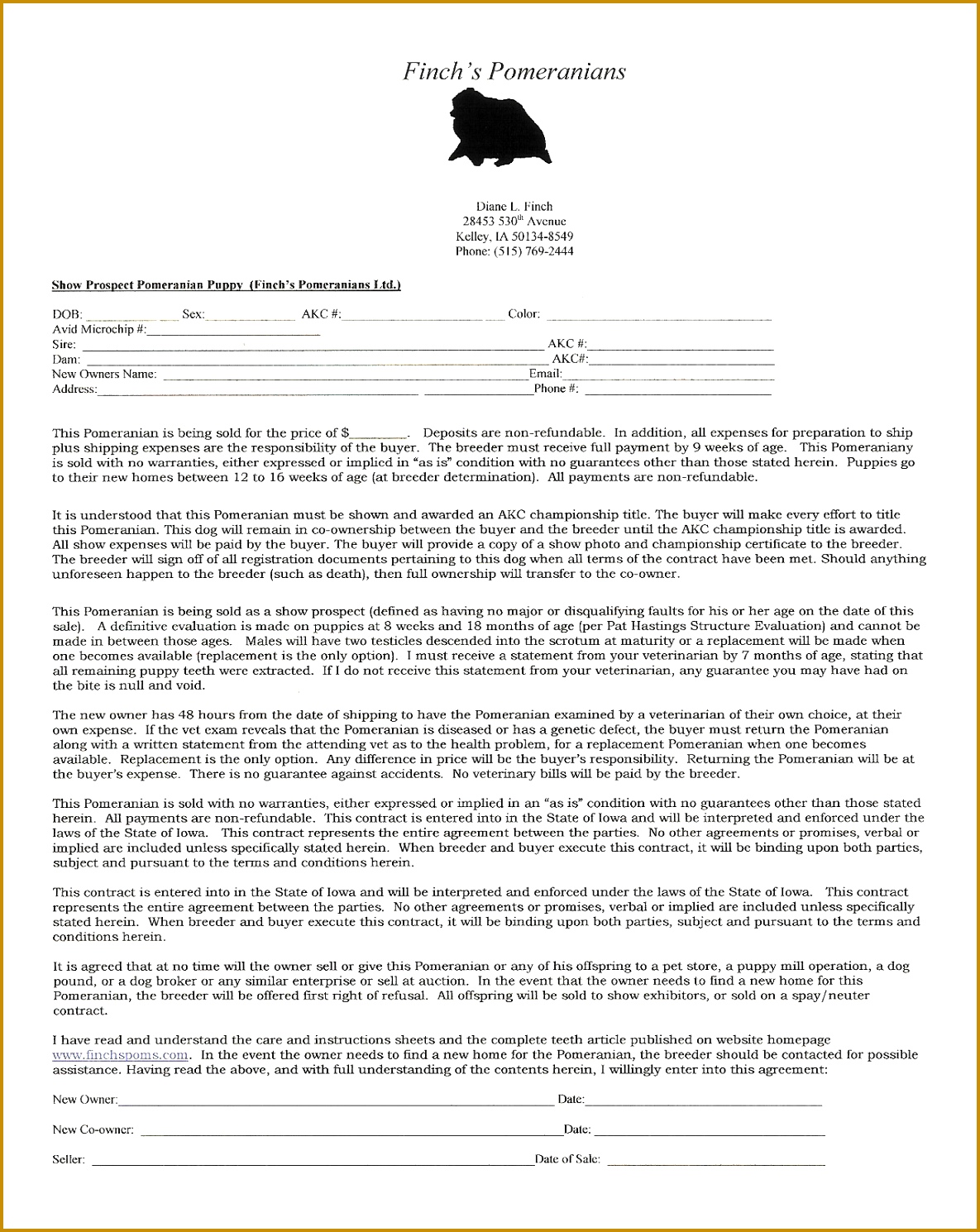 Latest Puppy Sales Contract Form 11851490