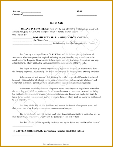 Sample Bill of Sale Form Template 481372