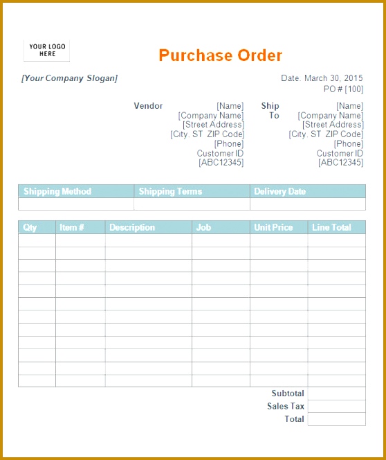 Sample Purchase Order Template1 664558