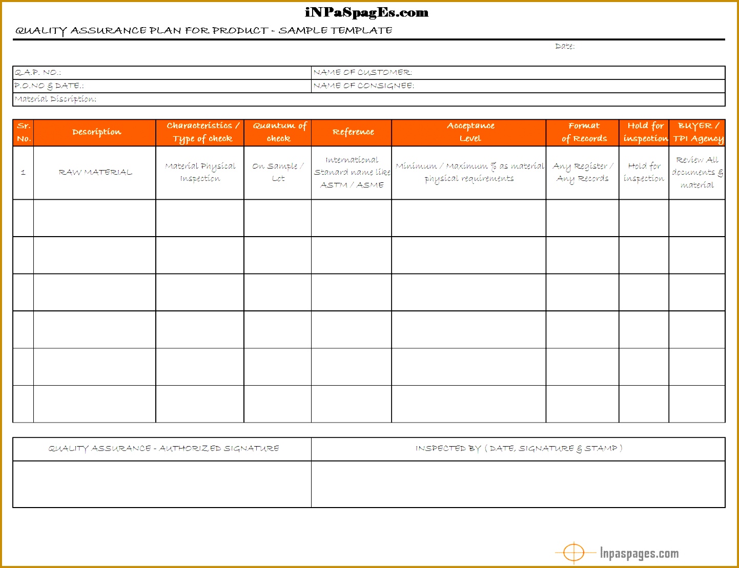 quality assurance plan QAP 11091442