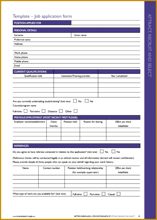 Template Job Application Word Form 772553