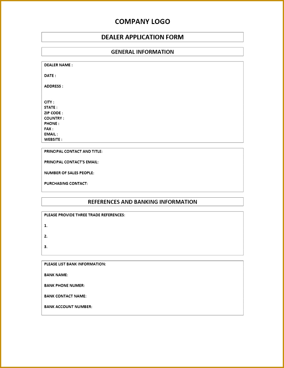 Dealer Application Form Template 9481227