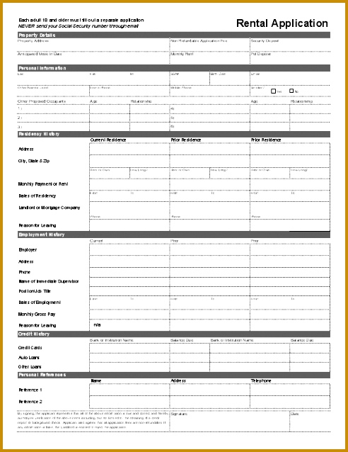 Rental Application Form Template 638492