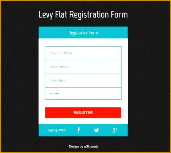 Flat Design HTML5 Levy Registration Form Template 502558