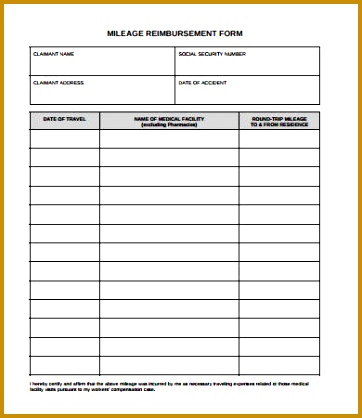 Mileage Reimbursement Form 418362