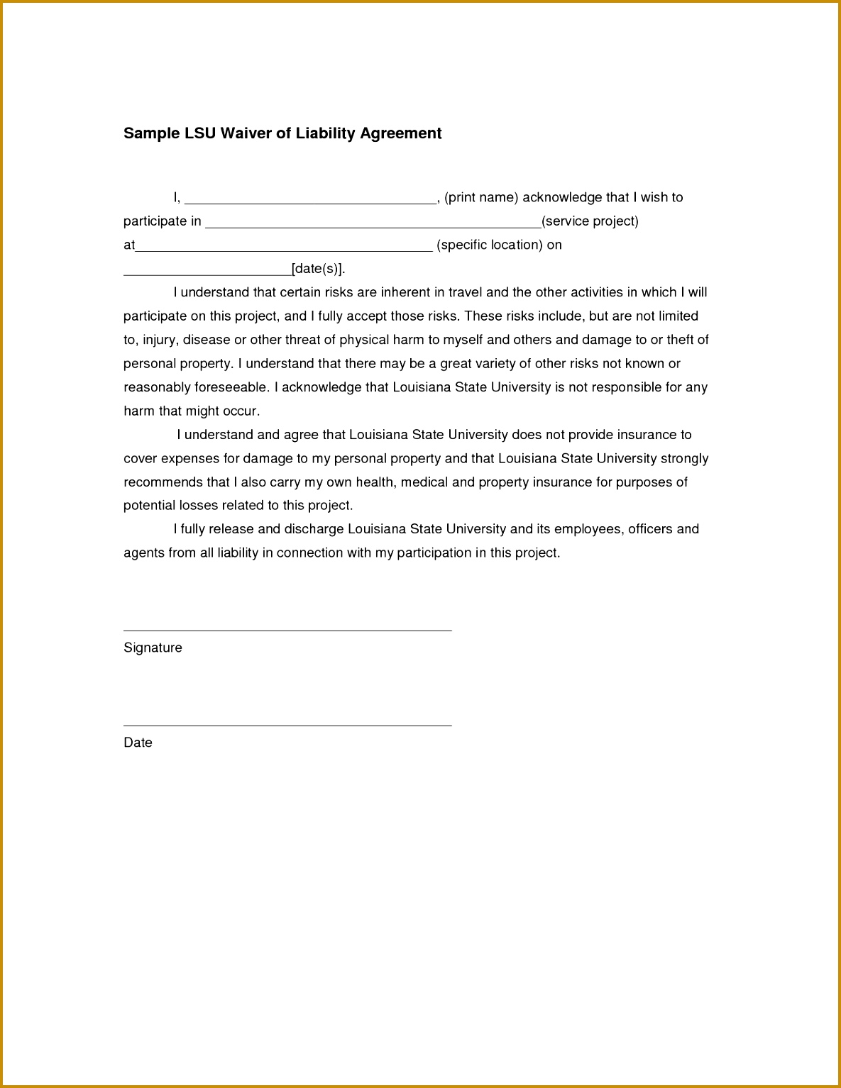 Liability Release Form Template in images waiver of liability sample 15341185