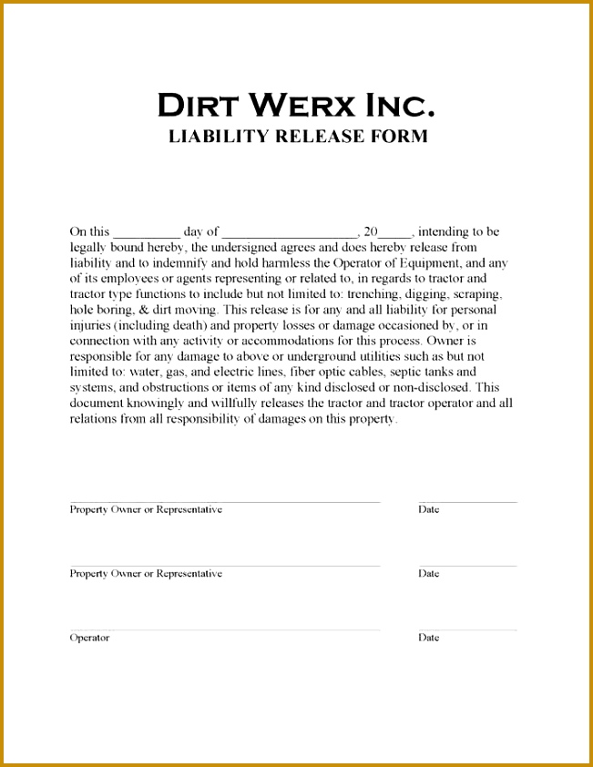 Free General Release Liability Form Template [Template 842651