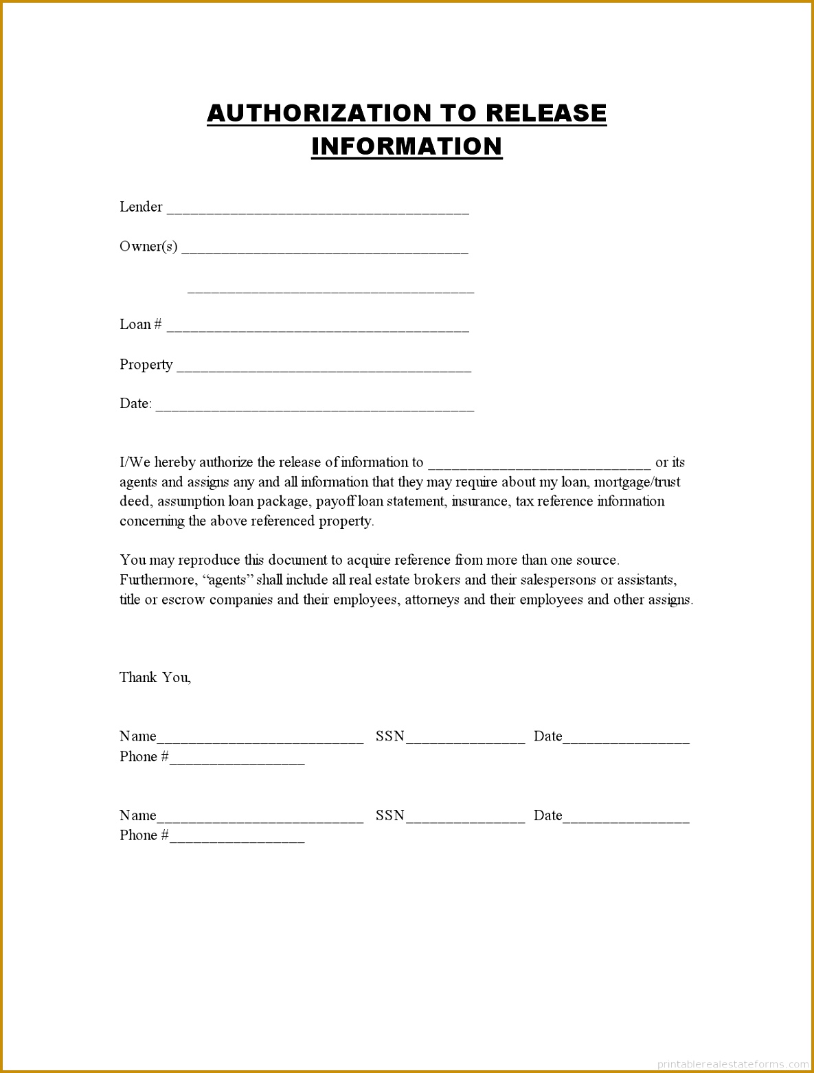 Printable Authorization To Release Information Template 2015 throughout Release Information Form Template 8507 15621185