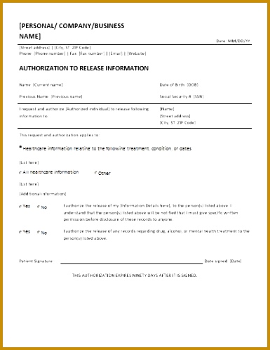 Record Release Form Templates For Ms Word 385498