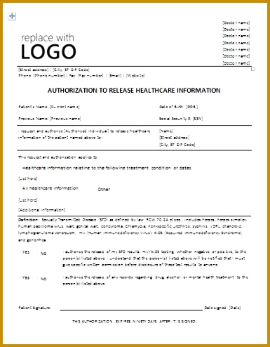 Authorization to release healthcare information form 494385