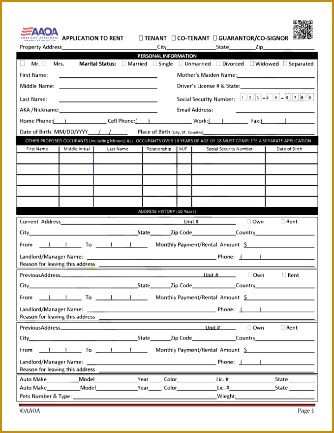 Rental Application Form 879679