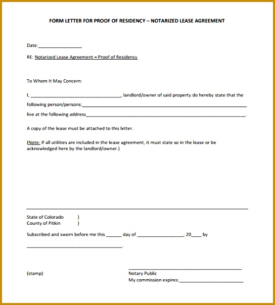 Blank Notarized Letter for Proof of In e Residency Template PDF Format 544604