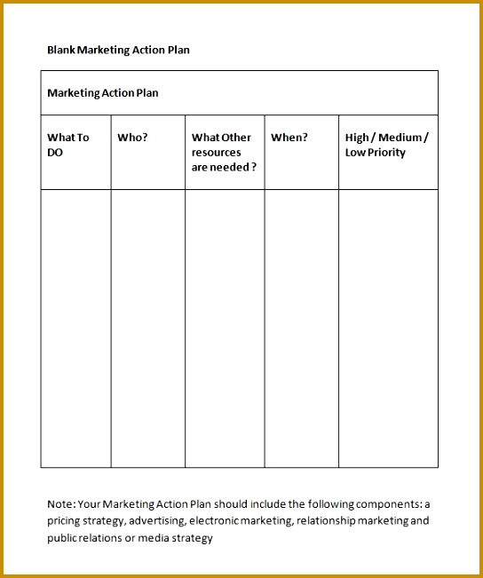 Marketing Action Plan Example 651544