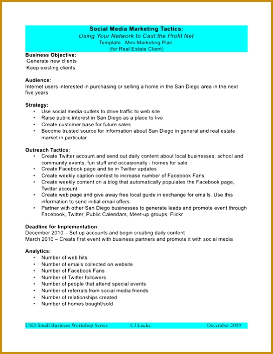 Sample Social Media Marketing Outline Template Download 544704
