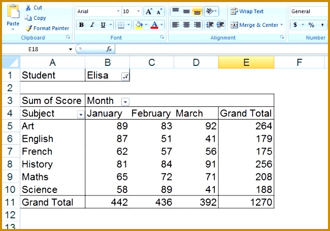 You can this pivot table data and generate report like result card marks sheet You can also pare the results of students based on subject 456650
