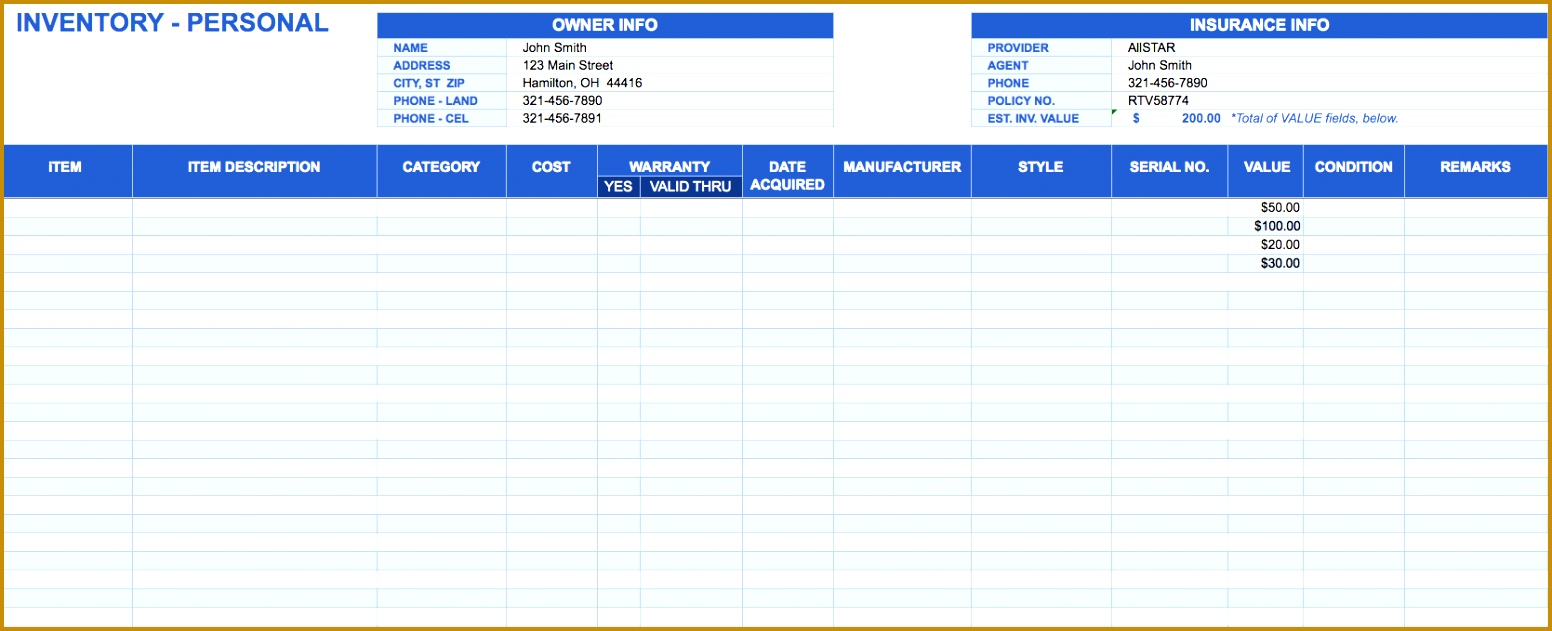 Personal inventory template 6311552