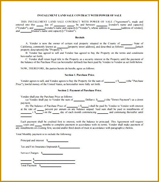 Installment Land Sale Contract Template in PDF Format 544623