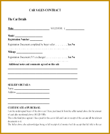 Car Sales Contract Template 441362