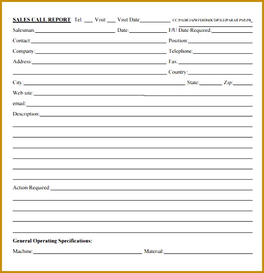 free sales call report template 558539