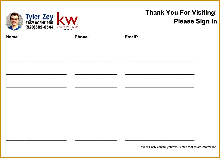 Special Keller Williams open house sign in sheet 930669