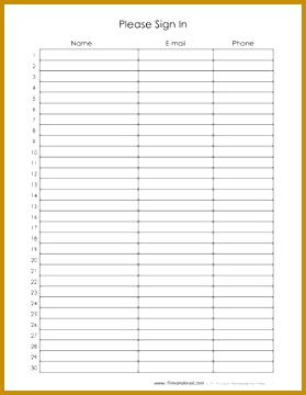 Sign In Sheet Templates 279360