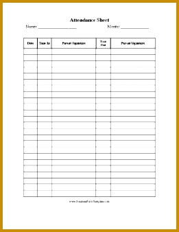 An attendance sign in and sign out sheet for parents intended for use 338261