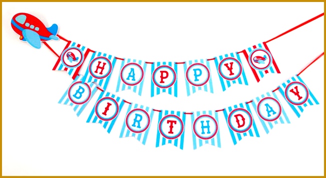 Our party banner is editable with adobe reader Type over our sample text 357651