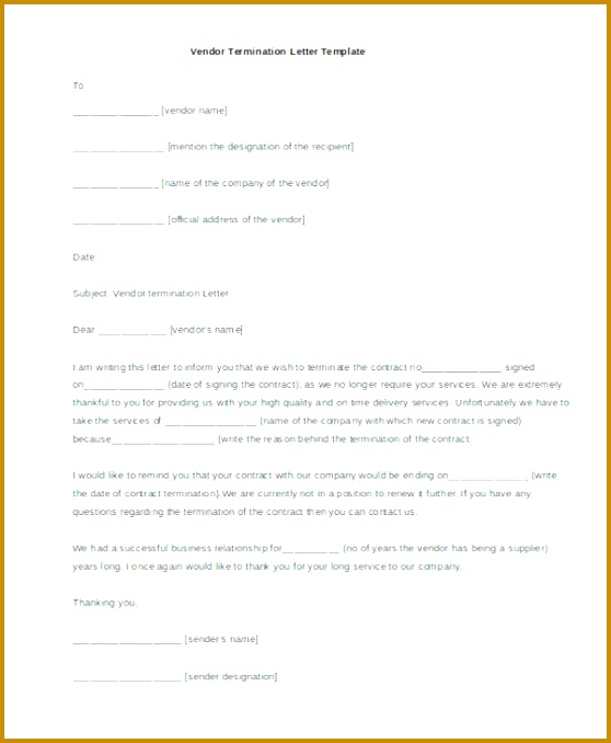 32 Termination Letter Examples ettrg Vendor Termination Letter Templates Free Vendor Termination 558678